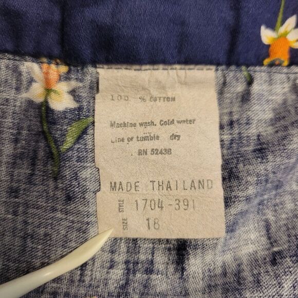 Vintage Sundress Belted Floral Blue Red Pin-Up Rockabilly Cotton 70s - Picture 8 of 14